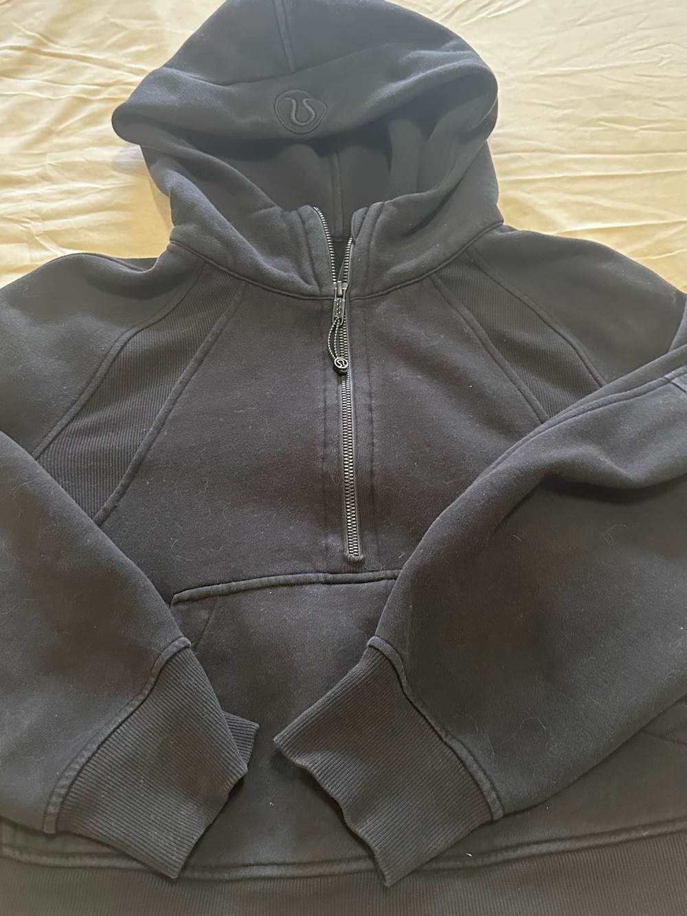 Lululemon Scuba Black Half-Zip Hooded Sweatshirt